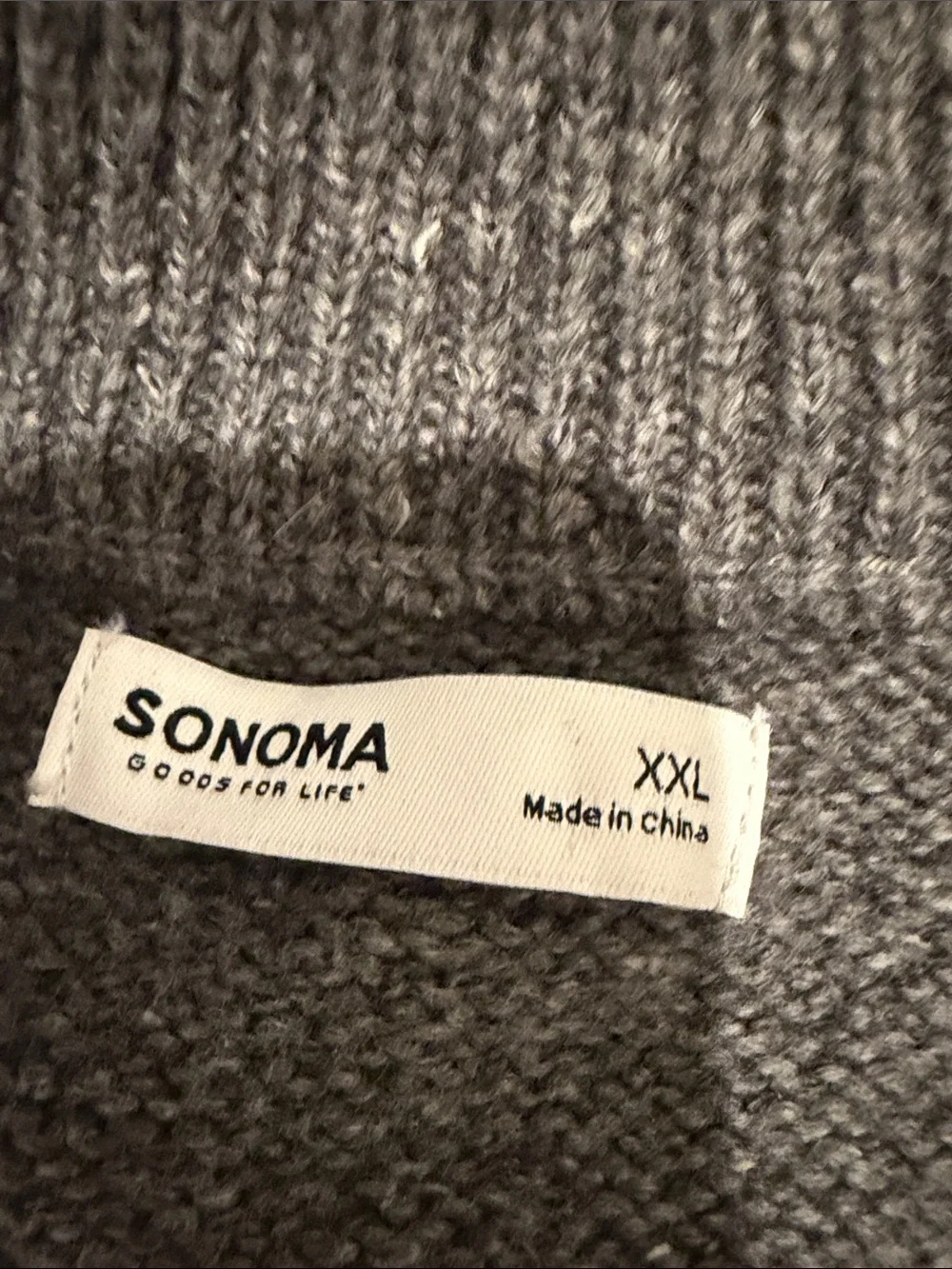 Sonoma Men's Size XXL Charcoal Gray Half-Zip Sweater